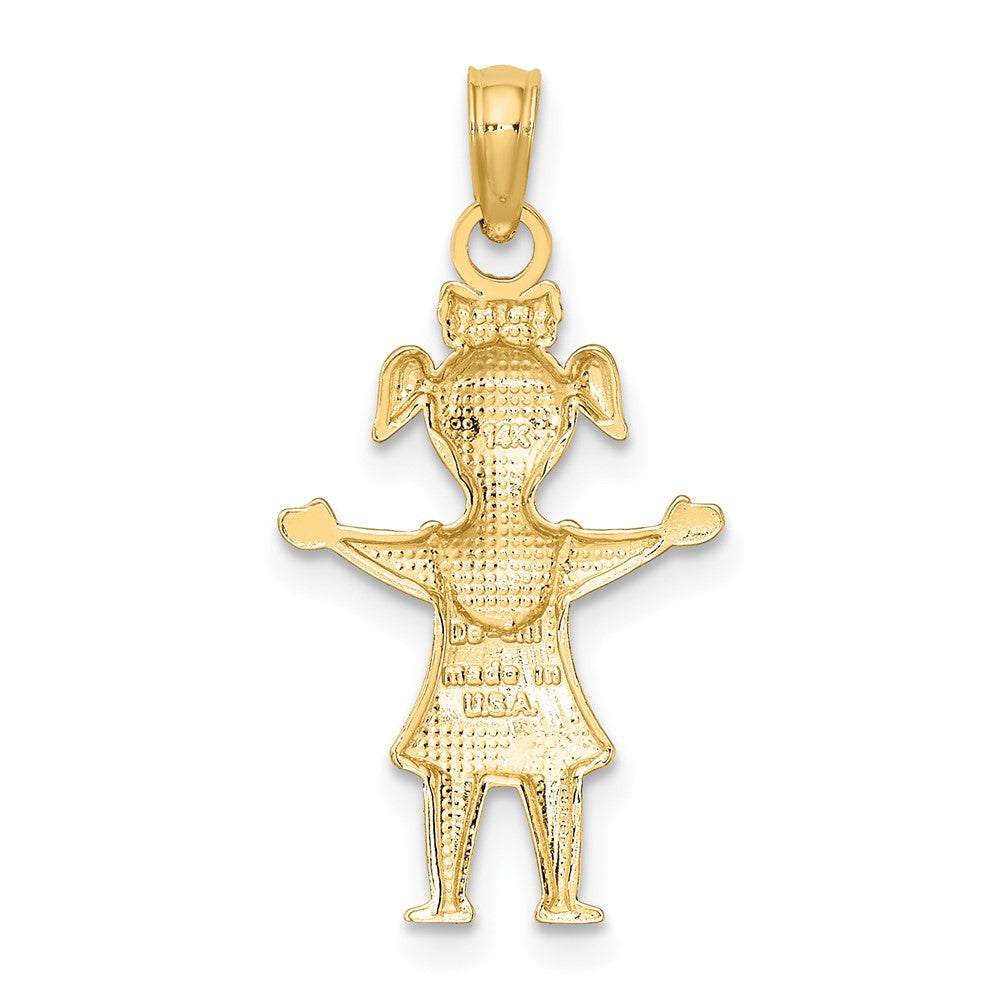 10k Solid Polished Girl with Pig-Tails Charm-10K4747