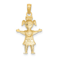 10k Solid Polished Girl with Pig-Tails Charm-10K4747