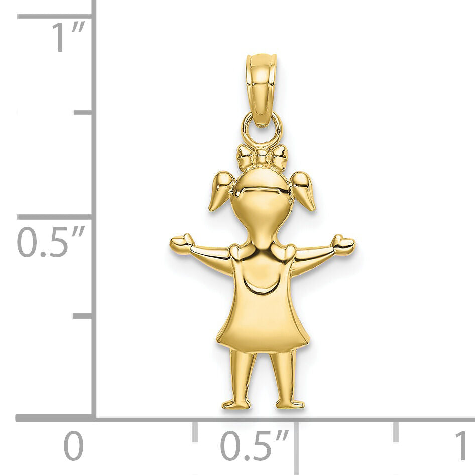 10k Solid Polished Girl with Pig-Tails Charm-10K4747