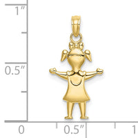 10k Solid Polished Girl with Pig-Tails Charm-10K4747