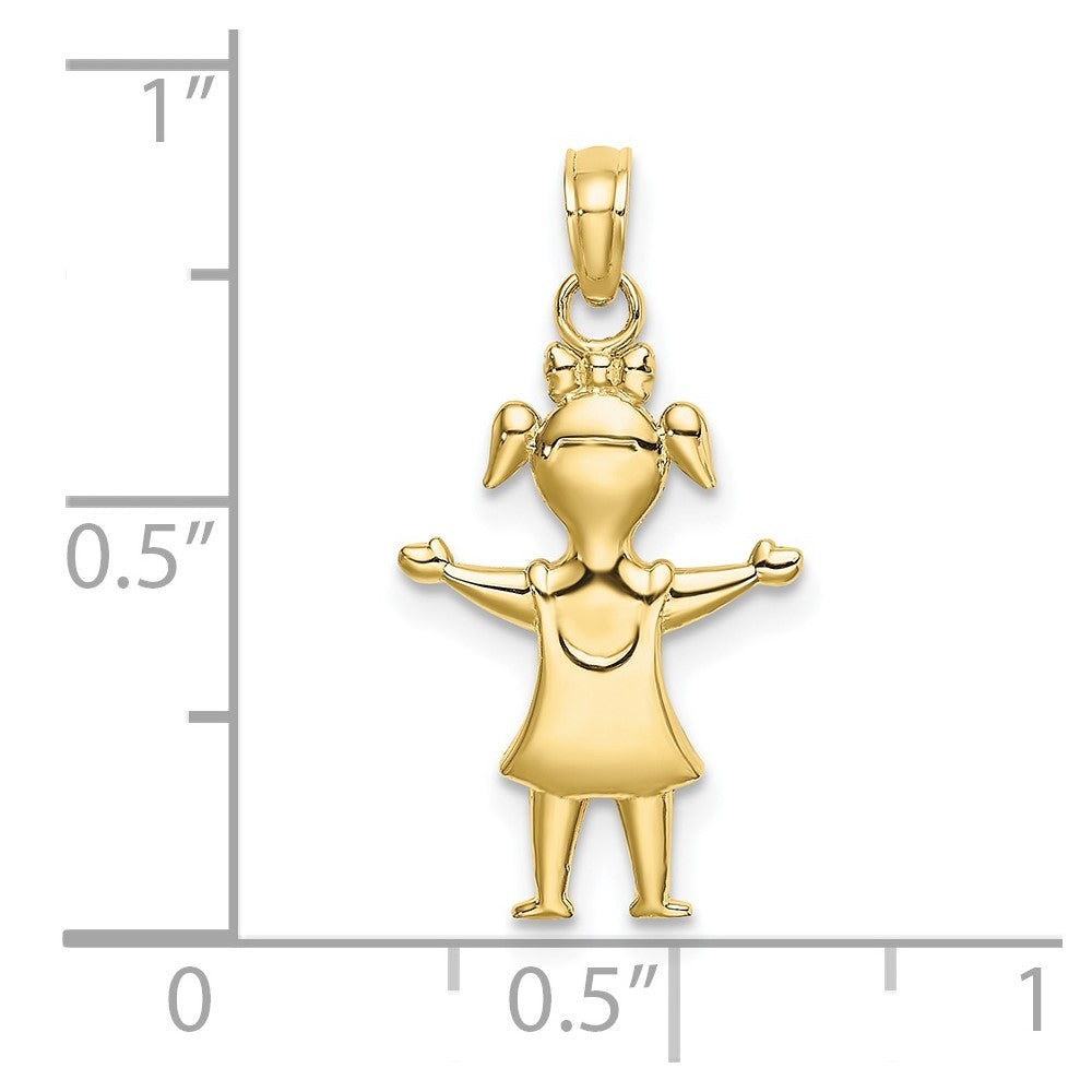10k Solid Polished Girl with Pig-Tails Charm-10K4747