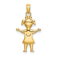 10k Solid Polished Girl with Pig-Tails Charm-10K4747