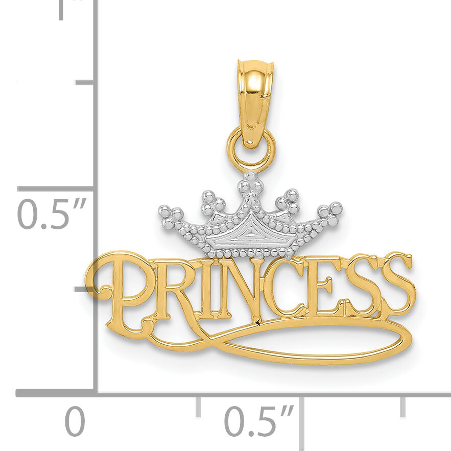 10k w/Rhodium PRINCESS w/White Crown Charm-10K4750