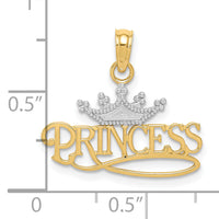 10k w/Rhodium PRINCESS w/White Crown Charm-10K4750