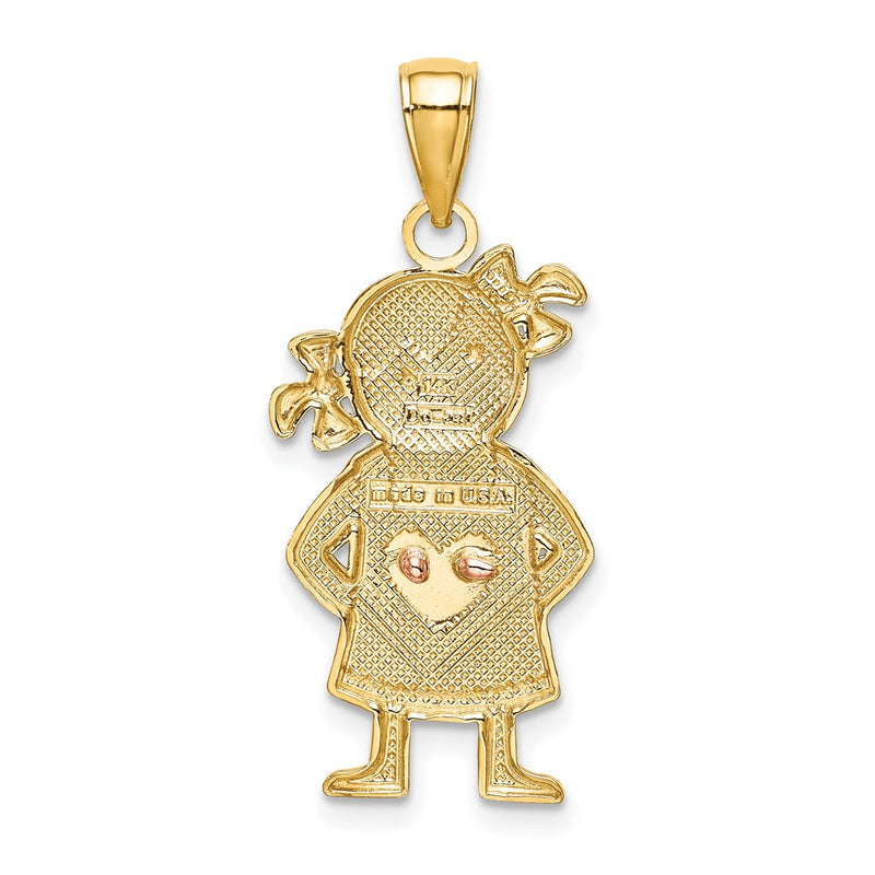 10k Yellow & Rose Gold w/Rhodium Girl Pendant-10K4756