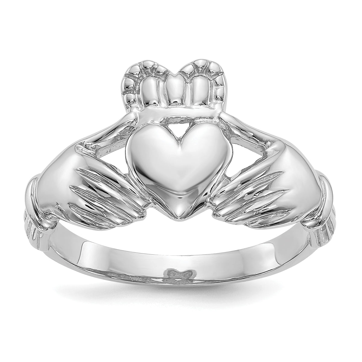 10k White Gold Men's Claddagh Ring-10K4775