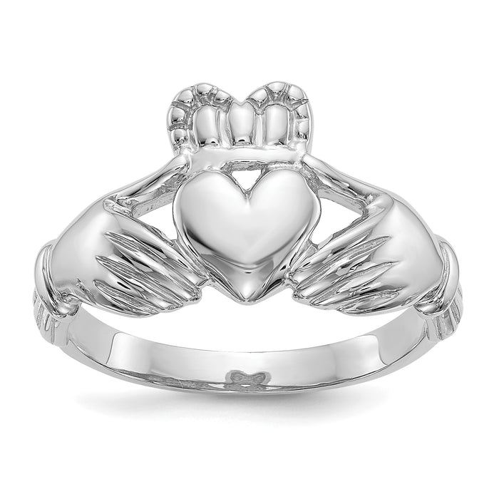 10k White Gold Men's Claddagh Ring-10K4775