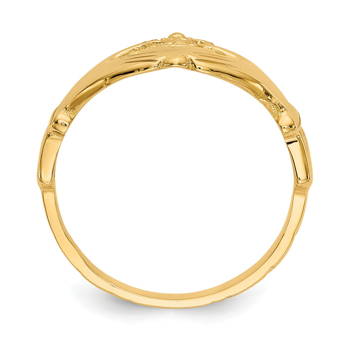 10K Polished Claddagh Ring-10K4777