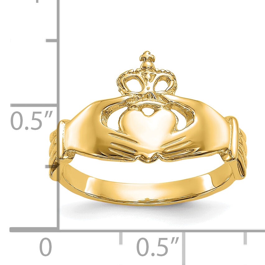 10K Polished Claddagh Ring-10K4777