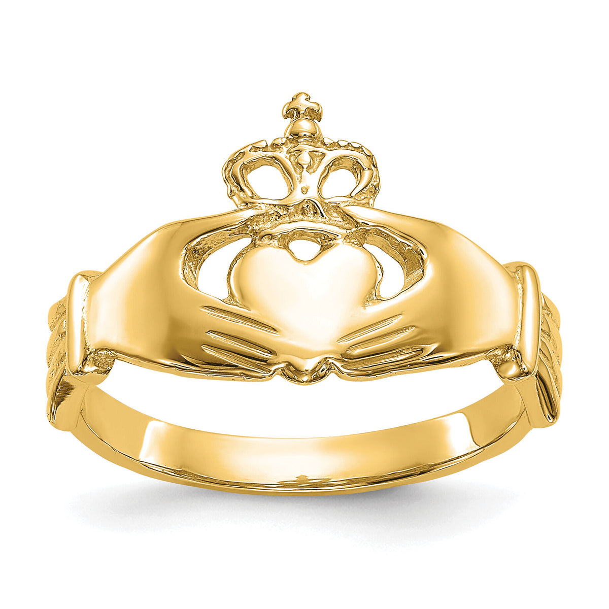 10K Polished Claddagh Ring-10K4777