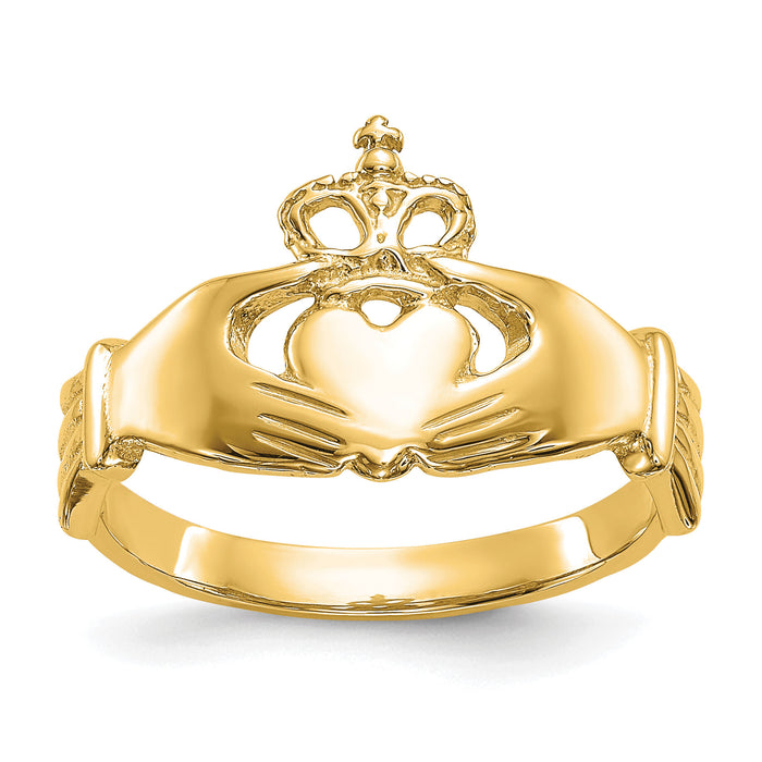10K Polished Claddagh Ring-10K4777