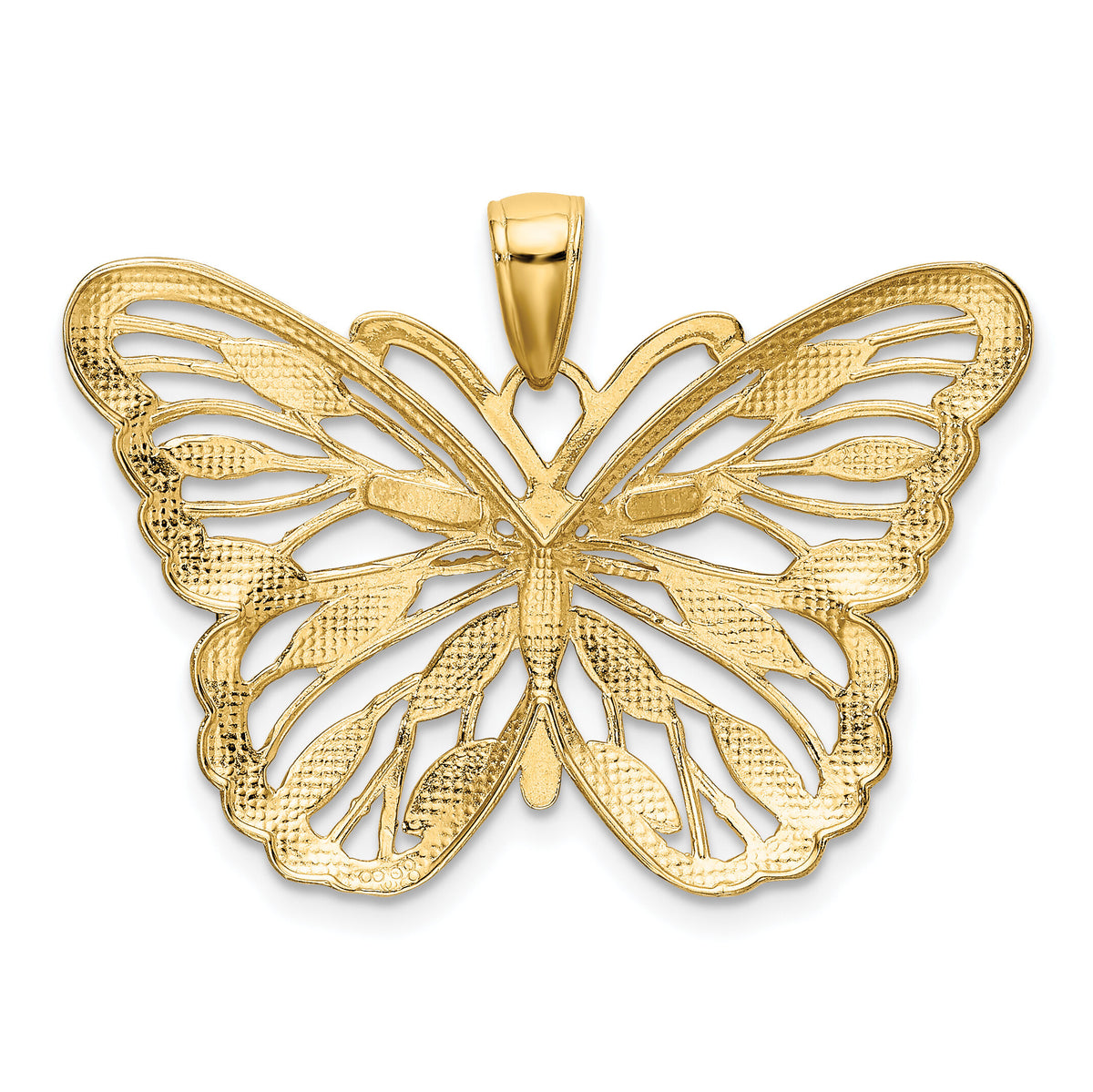 10K W/Rhodium Butterfly Pendant-10K4834