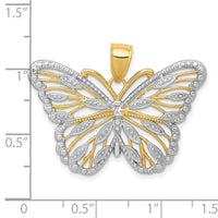 10K W/Rhodium Butterfly Pendant-10K4834