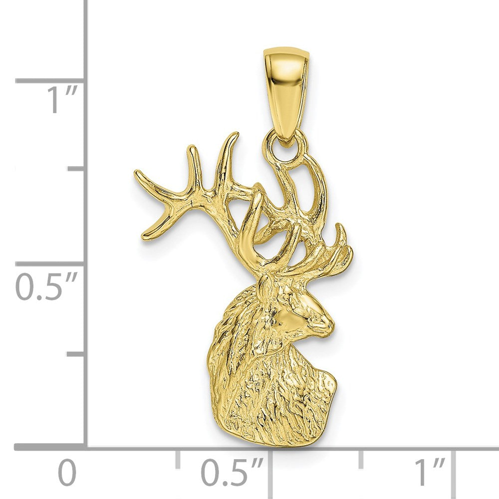 10K Polished Deer Head Charm-10K4870