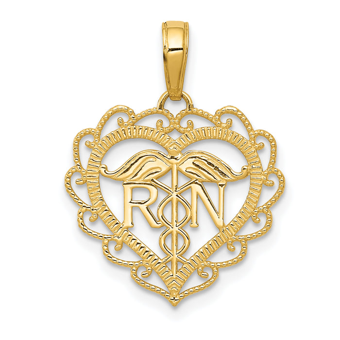 10k Registered Nurse Heart Pendant-10K4932