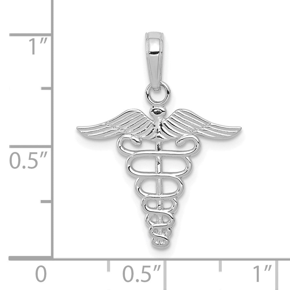 10k White Gold Caduceus Pendant-10K4935W