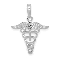 10k White Gold Caduceus Pendant-10K4935W