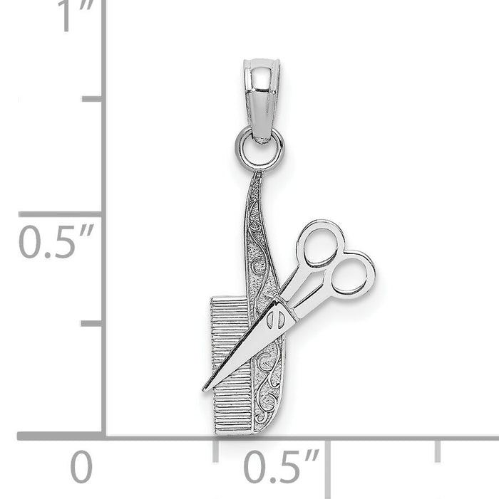 10k White Gold Comb and Scissors Charm-10K4940W