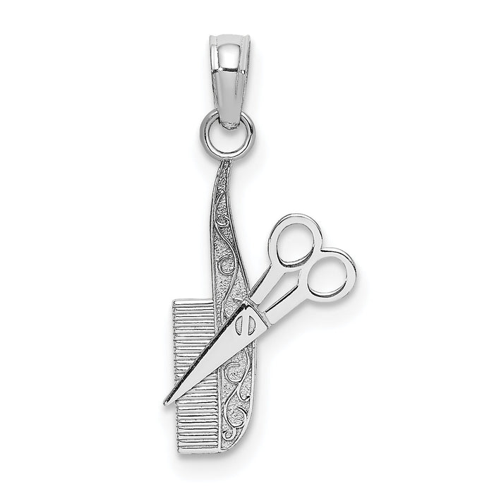 10k White Gold Comb and Scissors Charm-10K4940W