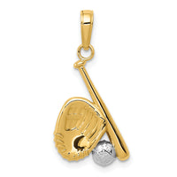 10K W/Rhodium Baseball, Bat, and Glove Pendant-10K4947