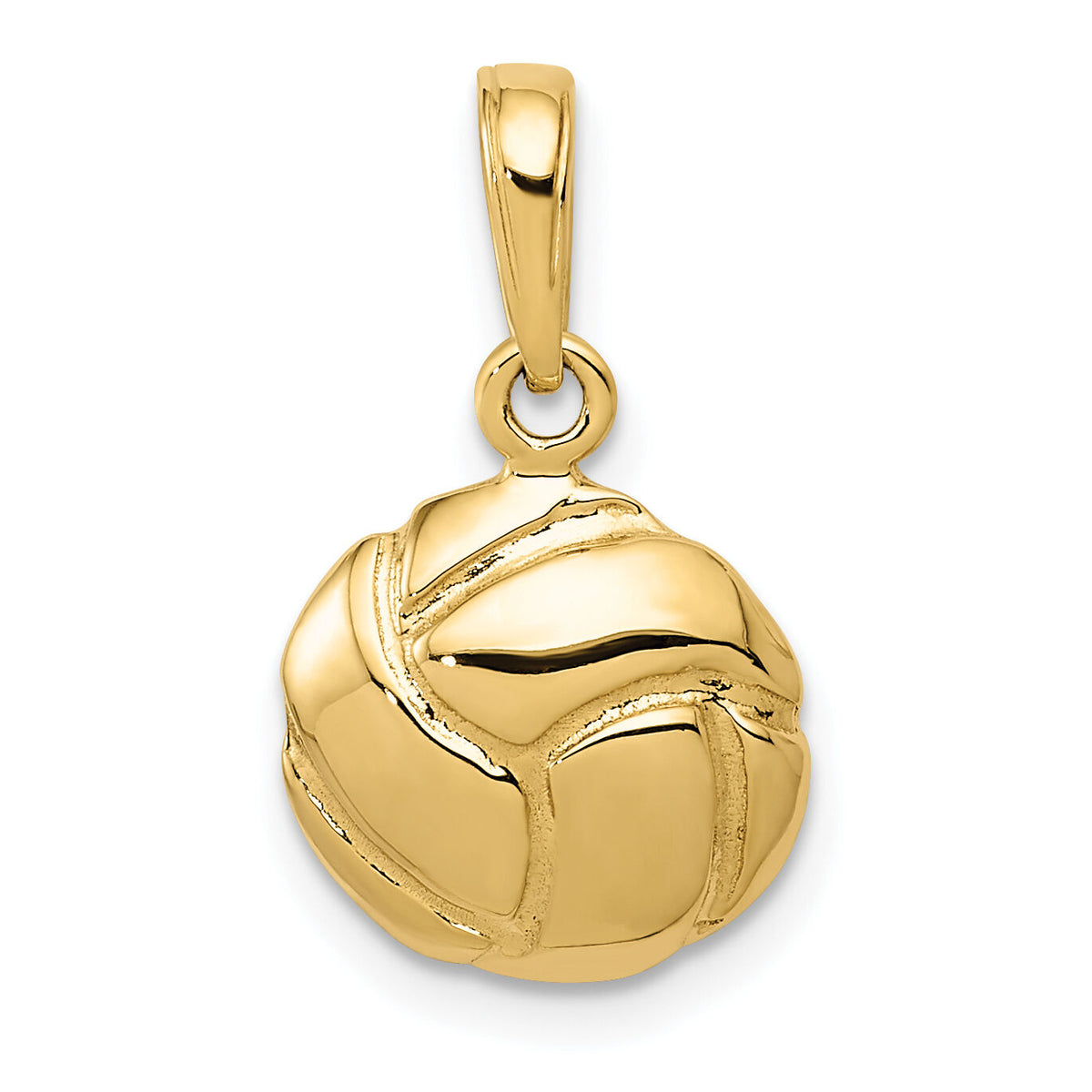 10K Solid Satin Diamond -Cut Volleyball Charm-10K4949