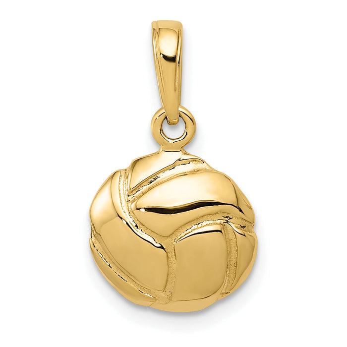 10K Solid Satin Diamond -Cut Volleyball Charm-10K4949