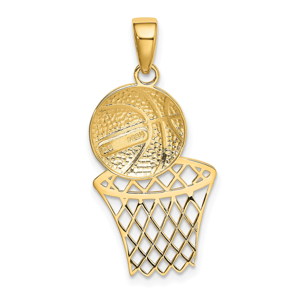 10K Basketball and Net Pendant-10K4951