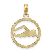 10k Swimming Inside Frame Pendant-10K4959