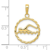 10k Swimming Inside Frame Pendant-10K4959