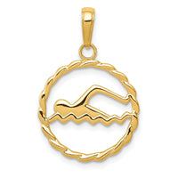 10k Swimming Inside Frame Pendant-10K4959