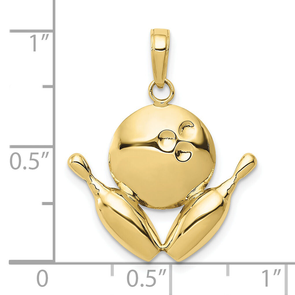 10k Diamond-Cut Bowling Theme Charm-10K4960