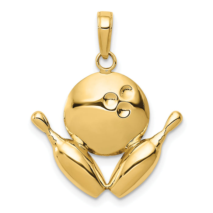 10k Diamond-Cut Bowling Theme Charm-10K4960