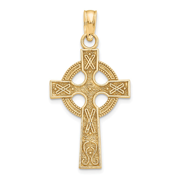 10k Celtic Cross w/Eternity Circle Pendant-10K5047