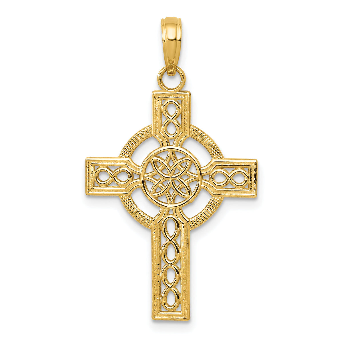 10K Diamond-cut Celtic Cross Pendant-10K5049