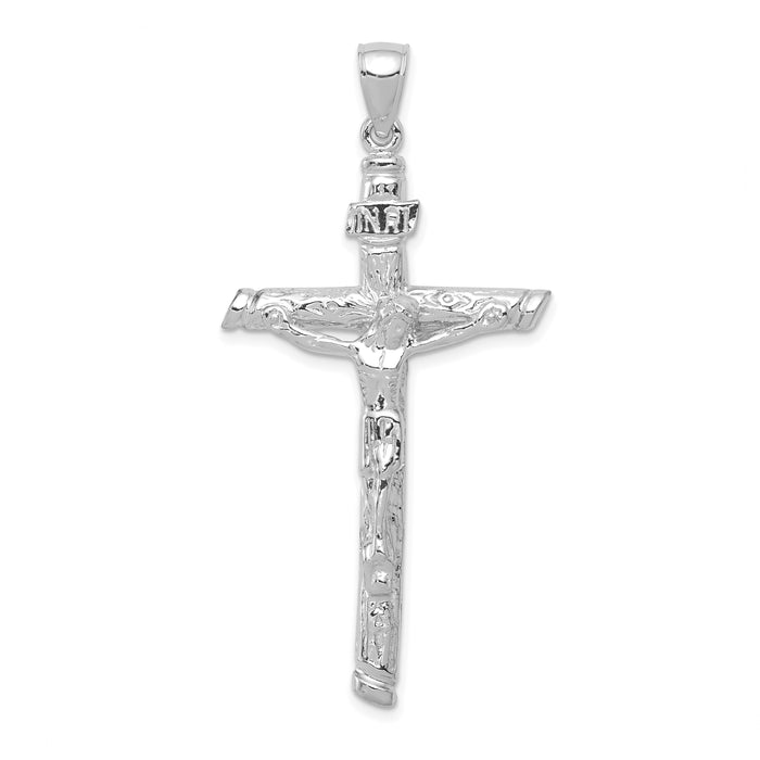 10k White Gold INRI Crucifix Pendant-10K5061W