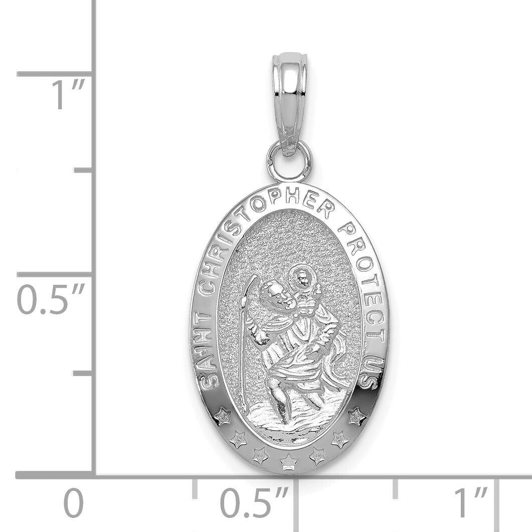 10k White Gold Saint Christopher Medal Pendant-10K5082W