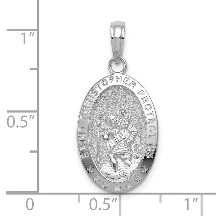 10k White Gold Saint Christopher Medal Pendant-10K5082W