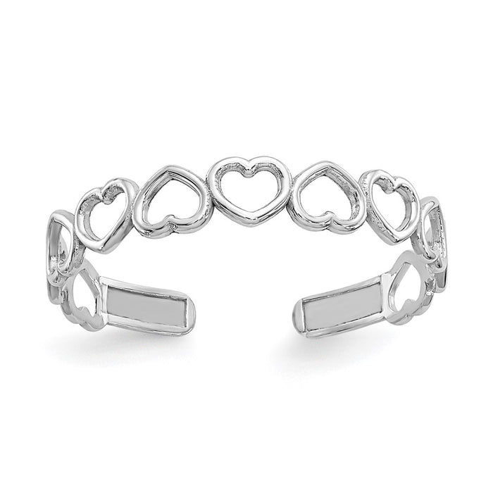 10k White Gold Polished Cut Out Hearts Toe Ring-10K5107