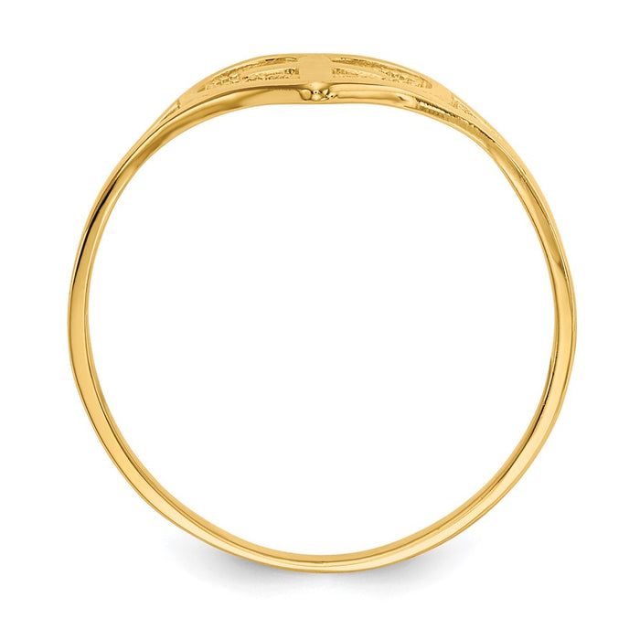 10k Polished Heart w/ Cross Ring-10K5117