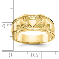 10k Polished Claddagh Ring-10K5118