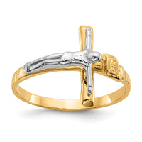 10k Two-tone Polished INRI Crucifix Ring-10K5122