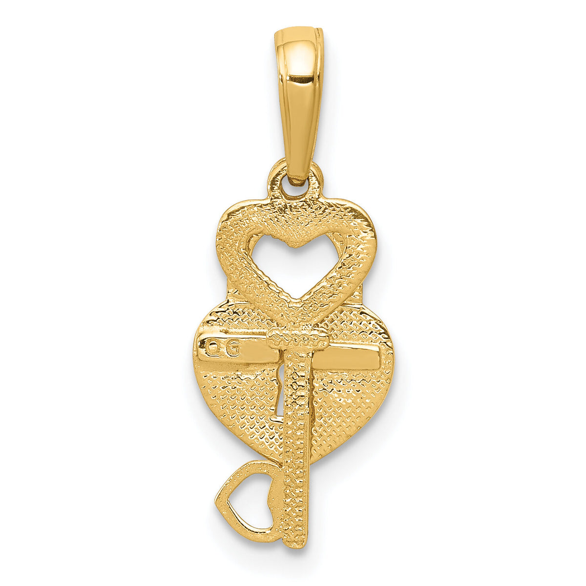 10K Polished Heart Key and Heart Lock Charm-10K5150