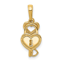 10K Polished Heart Key and Heart Lock Charm-10K5150