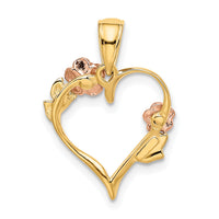 10K Two-Tone w/White Rhodium Polished Flower Heart Pendant-10K5160