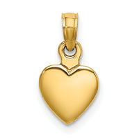 10K Polished Solid 3D Heart Pendant-10K5179