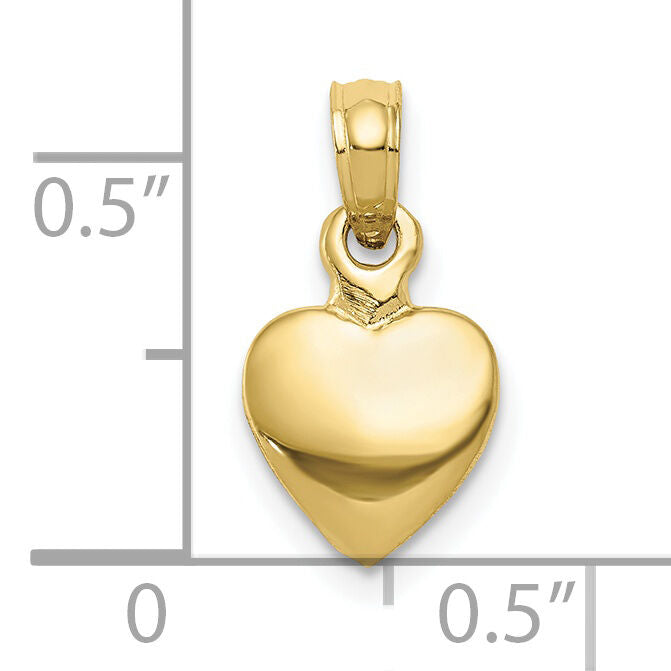 10K Polished Solid 3D Heart Pendant-10K5179