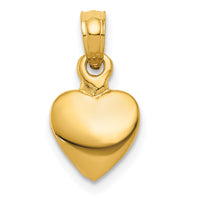 10K Polished Solid 3D Heart Pendant-10K5179