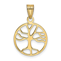 10K Gold Polished Small Tree of Life in Round Pendant-10K5277