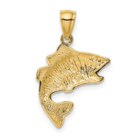10k Gold Polished & Textured Bass Pendant-10K5356