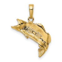 10K Gold Polished & Textured Bass Fish Pendant-10K5362